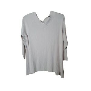 Soft Surroundings Double V Timely Tee Women's Shirt Tunic Plus Size 2X Cream t22